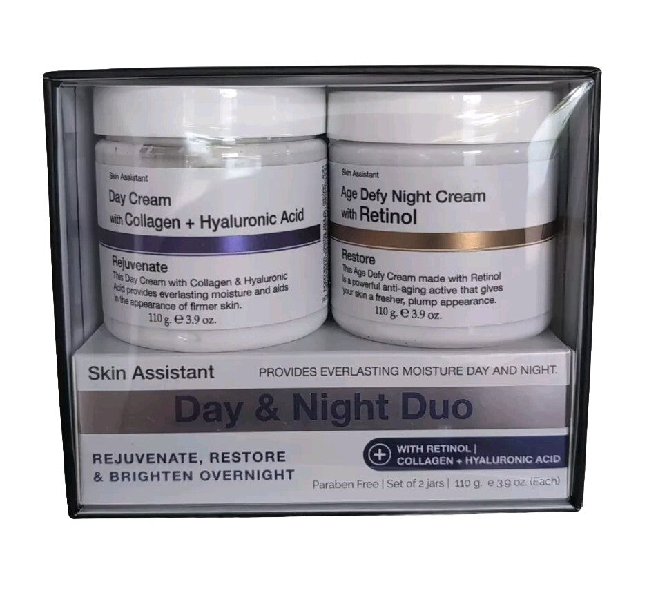 Skin Assistant Day & Night Face Cream Duo ~Hyaluronic Acid , Collagen & Retinol