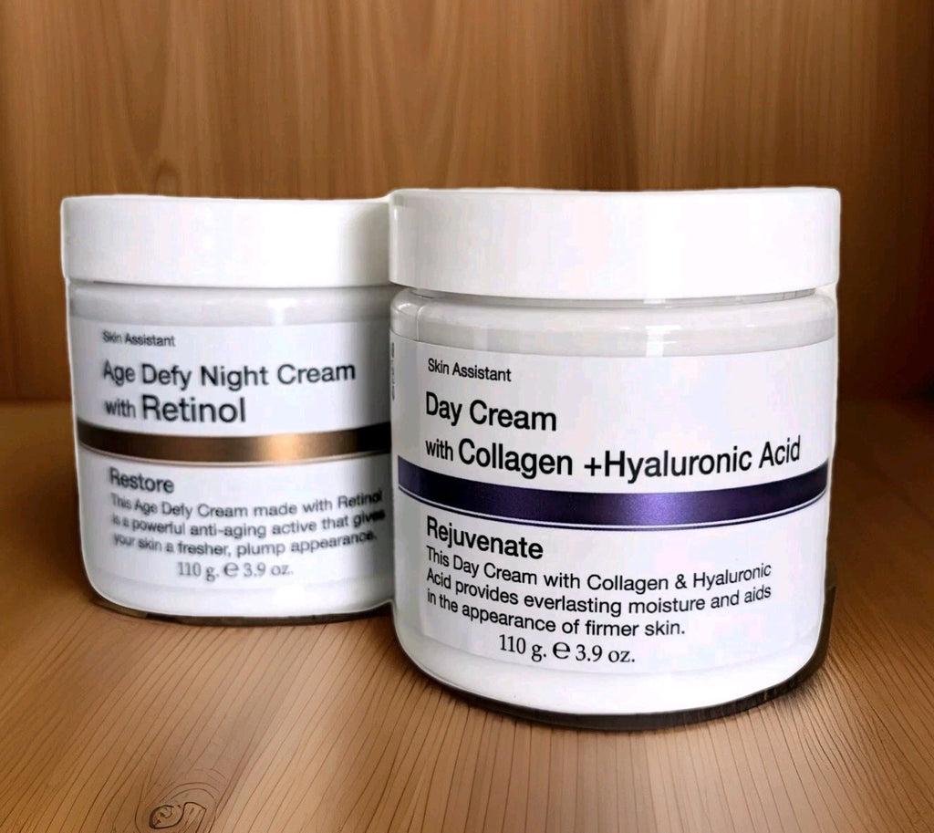 Skin Assistant Day & Night Face Cream Duo ~Hyaluronic Acid , Collagen & Retinol